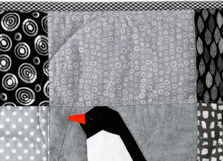 Laatste deel zwart-witte dierenquilt: de pinguïn